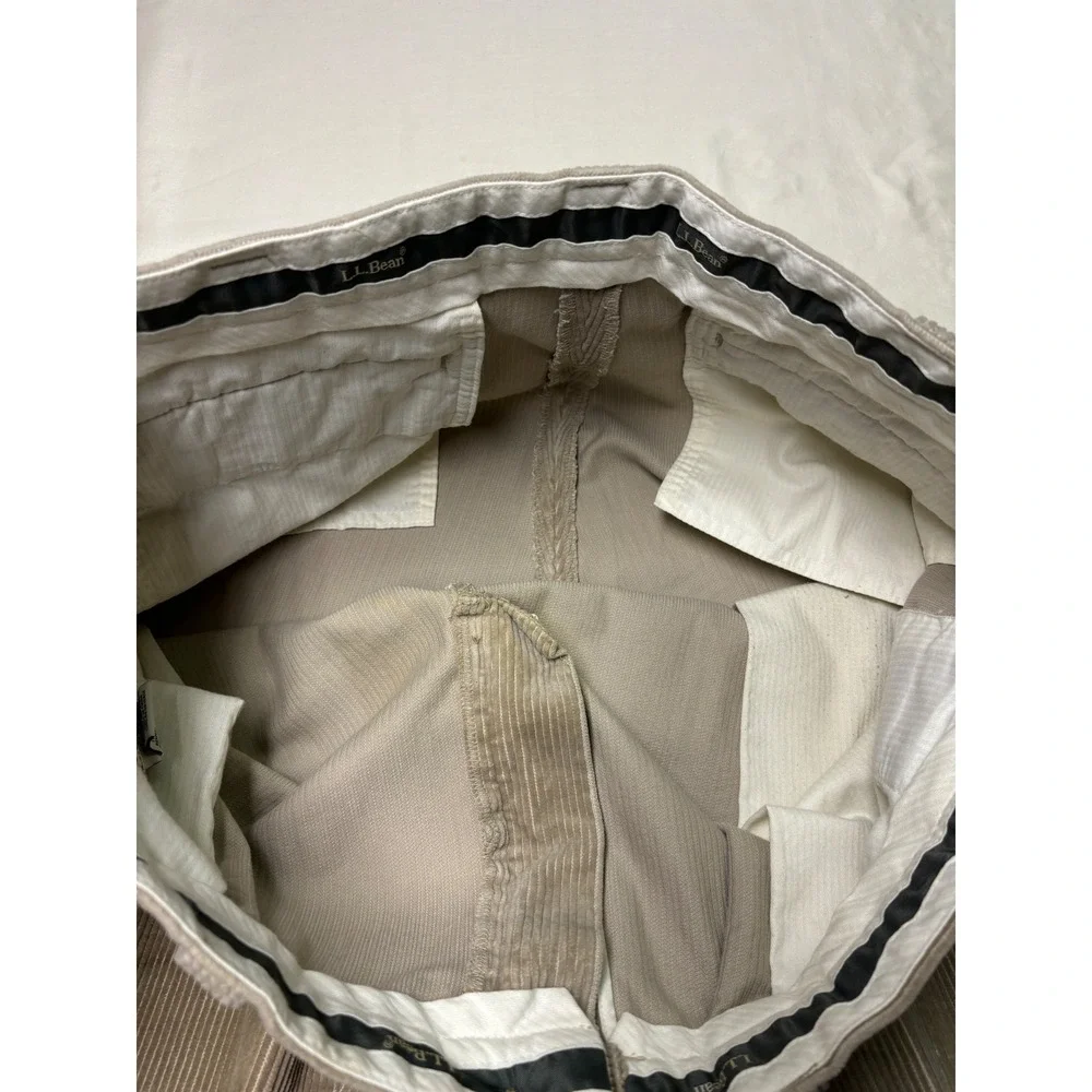 LL Bean Classic Fit Corduroy Pleated Pants Tan Mens Size 38x31‎